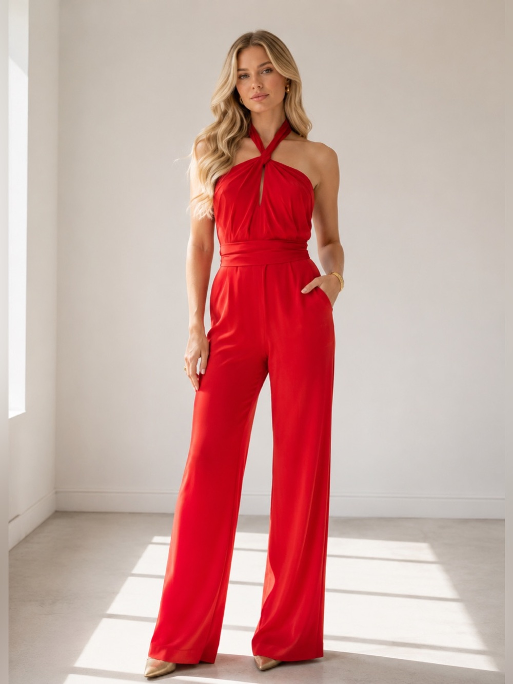 Max Mara Vintage 90s Silk Halter Jumpsuit